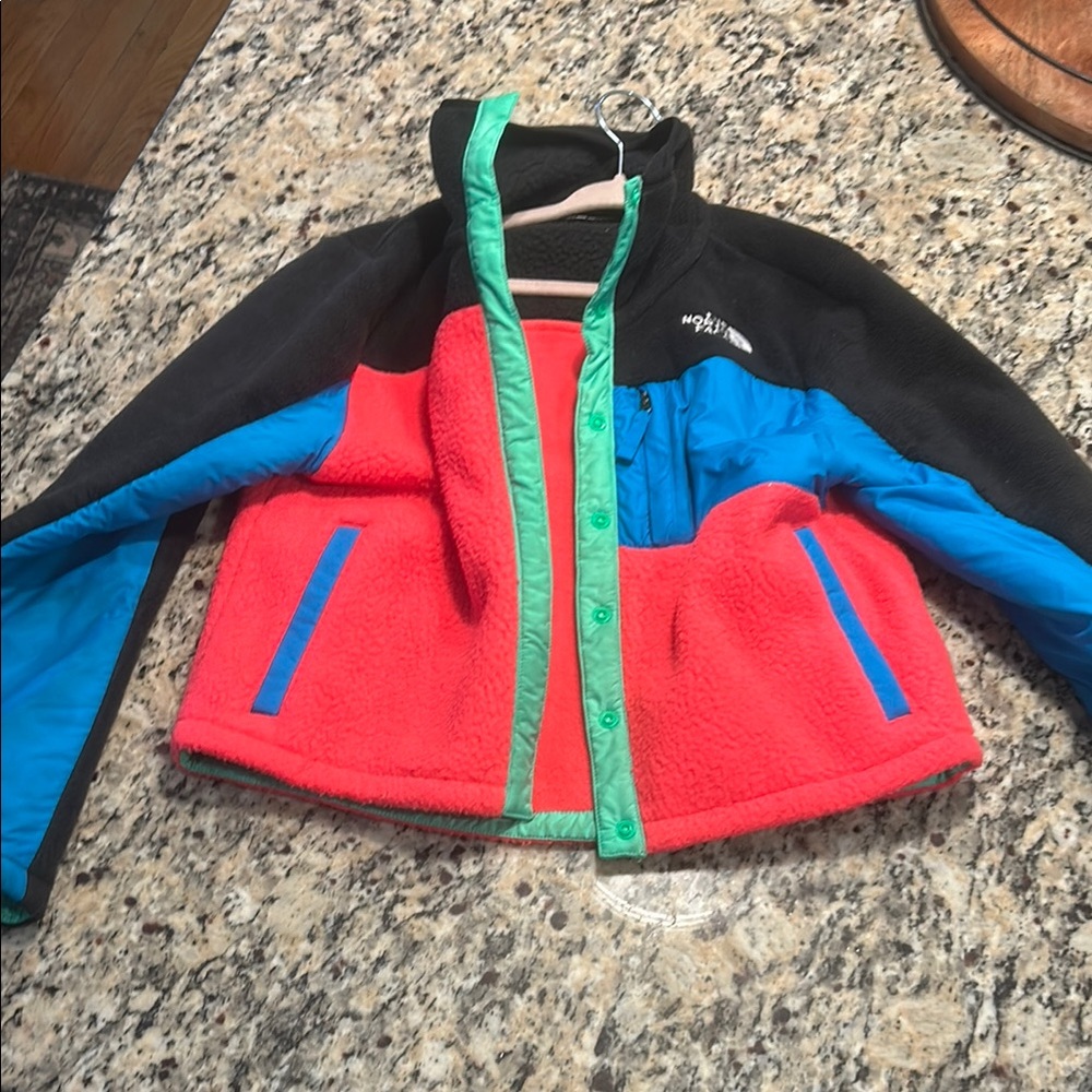 The North Face Pink and Blue Puffer Jacket